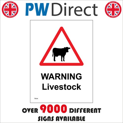 Sign warning livestock cattle - sign,